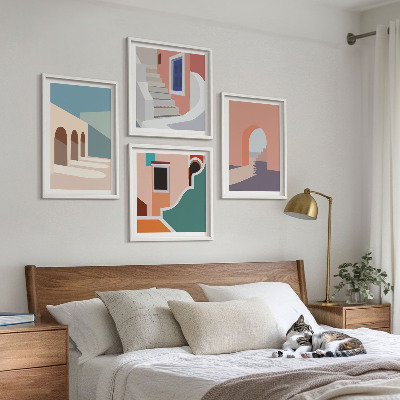 Set tablouri gata de agățat Grafică minimalistă pastelată