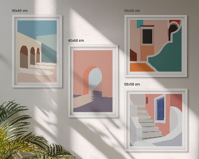 Set tablouri gata de agățat Grafică minimalistă pastelată