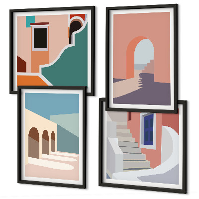 Set tablouri gata de agățat Grafică minimalistă pastelată