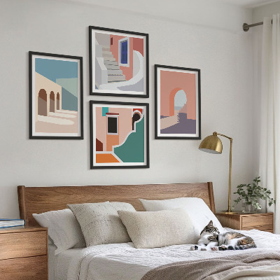 Set tablouri gata de agățat Grafică minimalistă pastelată