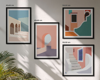 Set tablouri gata de agățat Grafică minimalistă pastelată