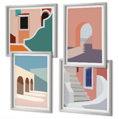 Set tablouri gata de agățat Grafică minimalistă pastelată