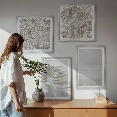 Compoziție de tablouri pentru perete cu texturi uzate în stil modern