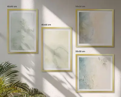 Set de tablouri gata de agățat cu textură de pânză pastelată în acuarelă