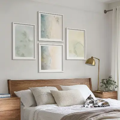 Set de tablouri gata de agățat cu textură de pânză pastelată în acuarelă