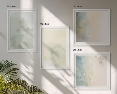 Set de tablouri gata de agățat cu textură de pânză pastelată în acuarelă