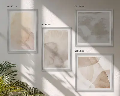 Compoziție de tablouri pentru perete cu texturi calde pastelate în acuarelă