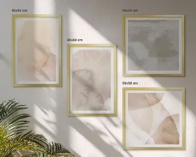 Compoziție de tablouri pentru perete cu texturi calde pastelate în acuarelă