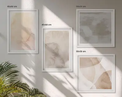 Compoziție de tablouri pentru perete cu texturi calde pastelate în acuarelă