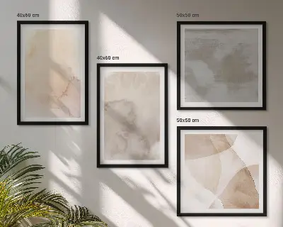 Compoziție de tablouri pentru perete cu texturi calde pastelate în acuarelă