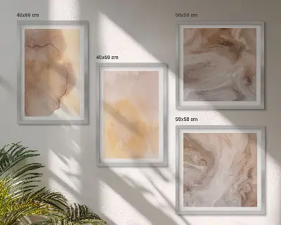Set de tablouri gata de agățat cu acuarele calde pe pânză