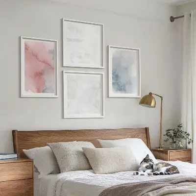 Set de tablouri decorative pentru perete cu texturi pastelate de acuarelă