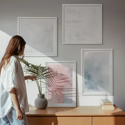 Set de tablouri decorative pentru perete cu texturi pastelate de acuarelă