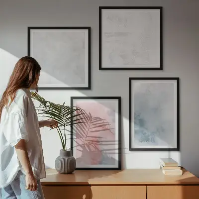 Set de tablouri decorative pentru perete cu texturi pastelate de acuarelă