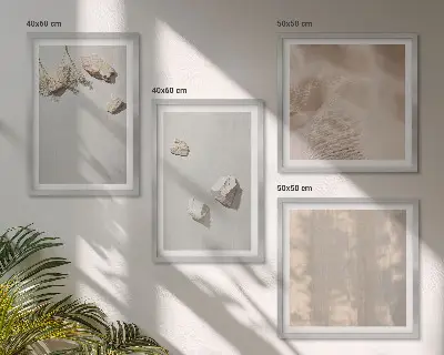 Compoziție de tablouri pentru perete cu decorațiuni de plajă și pietre în stil boho