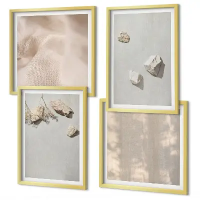 Compoziție de tablouri pentru perete cu decorațiuni de plajă și pietre în stil boho