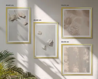 Compoziție de tablouri pentru perete cu decorațiuni de plajă și pietre în stil boho