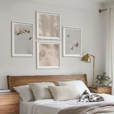 Compoziție de tablouri pentru perete cu decorațiuni de plajă și pietre în stil boho