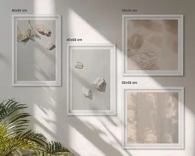 Compoziție de tablouri pentru perete cu decorațiuni de plajă și pietre în stil boho