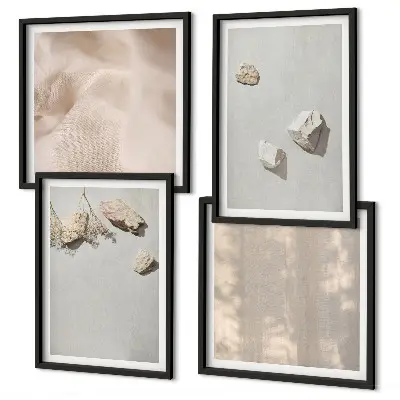 Compoziție de tablouri pentru perete cu decorațiuni de plajă și pietre în stil boho