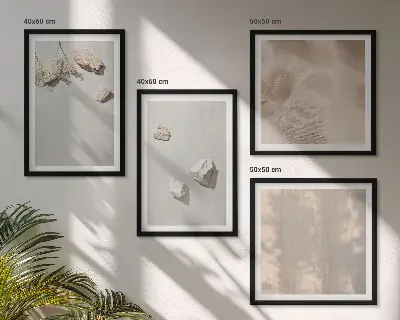 Compoziție de tablouri pentru perete cu decorațiuni de plajă și pietre în stil boho