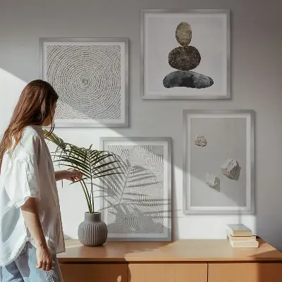 Set tablouri gata de agățat cu model abstract de gresie modernă