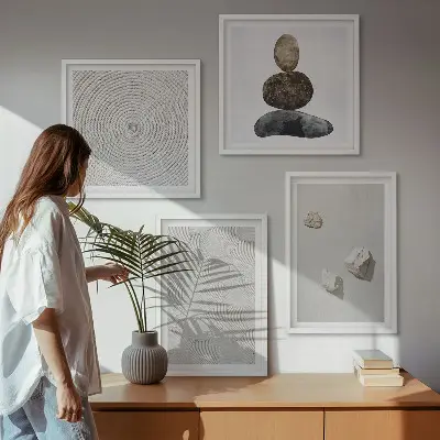 Set tablouri gata de agățat cu model abstract de gresie modernă