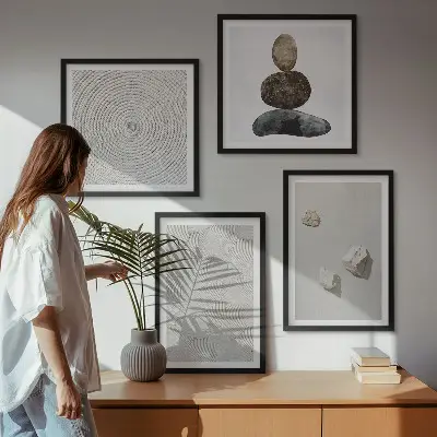 Set tablouri gata de agățat cu model abstract de gresie modernă
