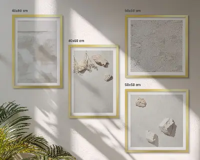 Compoziție de tablouri pentru perete cu textură boho și model cu pietre de nisip