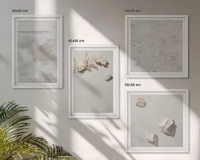 Compoziție de tablouri pentru perete cu textură boho și model cu pietre de nisip