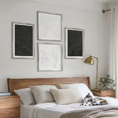 Set tablouri gata de agățat cu model marmură strălucitoare în nuanțe deschise și închise