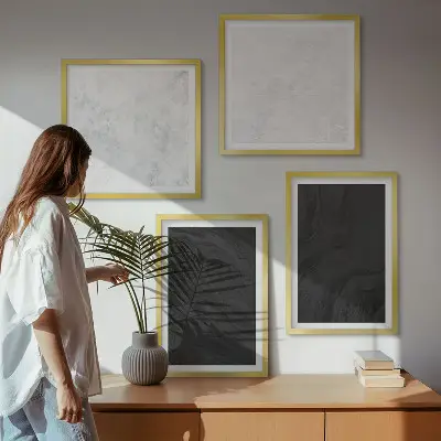 Set tablouri gata de agățat cu model marmură strălucitoare în nuanțe deschise și închise