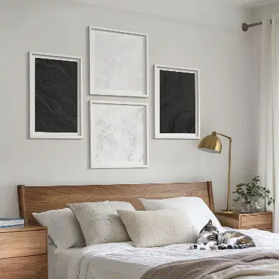 Set tablouri gata de agățat cu model marmură strălucitoare în nuanțe deschise și închise