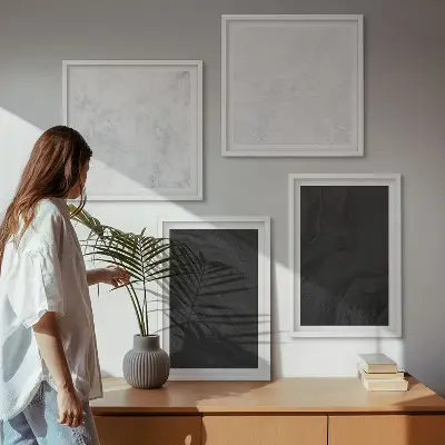 Set tablouri gata de agățat cu model marmură strălucitoare în nuanțe deschise și închise