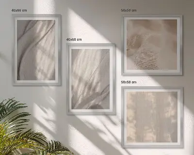 Compoziție de tablouri pentru perete cu prim-plan de țesături naturale în stil boho