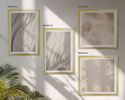 Compoziție de tablouri pentru perete cu prim-plan de țesături naturale în stil boho