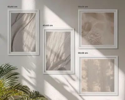 Compoziție de tablouri pentru perete cu prim-plan de țesături naturale în stil boho