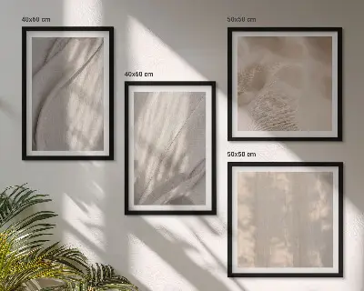Compoziție de tablouri pentru perete cu prim-plan de țesături naturale în stil boho