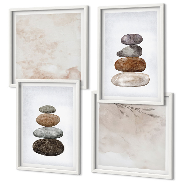 Set tablouri gata de agățat Pictură boho cu stive de pietre