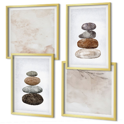 Set tablouri gata de agățat Pictură boho cu stive de pietre