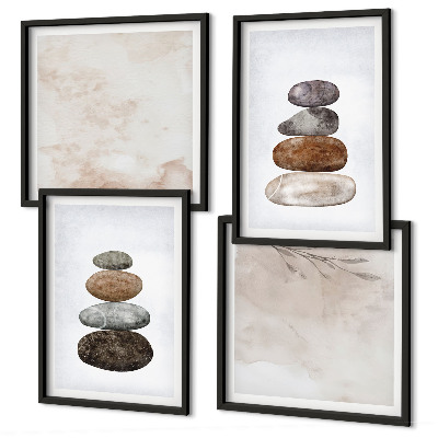 Set tablouri gata de agățat Pictură boho cu stive de pietre