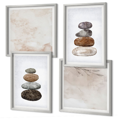 Set tablouri gata de agățat Pictură boho cu stive de pietre