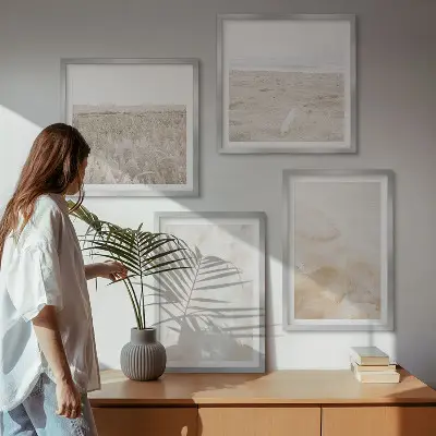 Set de tablouri gata de agățat cu texturi pastelate la modă