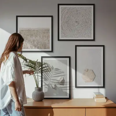 Set de tablouri decorative pentru perete texturi cu aspect de nisip în stil boho