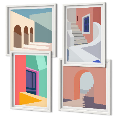Set tablouri gata de agățat Clădiri moderne colorate