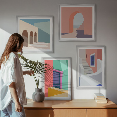 Set tablouri gata de agățat Clădiri moderne colorate