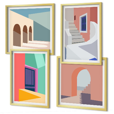 Set tablouri gata de agățat Clădiri moderne colorate