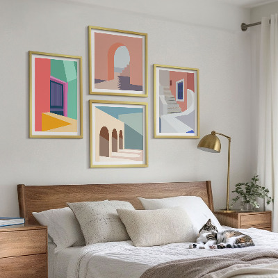 Set tablouri gata de agățat Clădiri moderne colorate