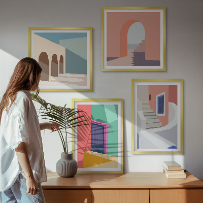 Set tablouri gata de agățat Clădiri moderne colorate
