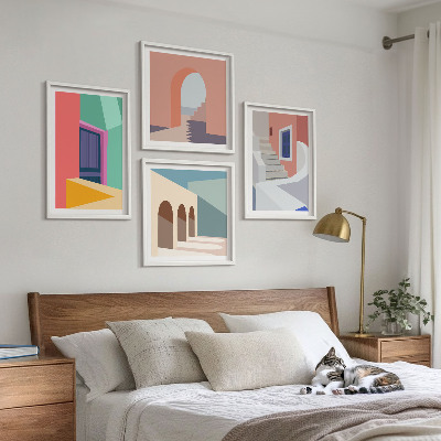 Set tablouri gata de agățat Clădiri moderne colorate